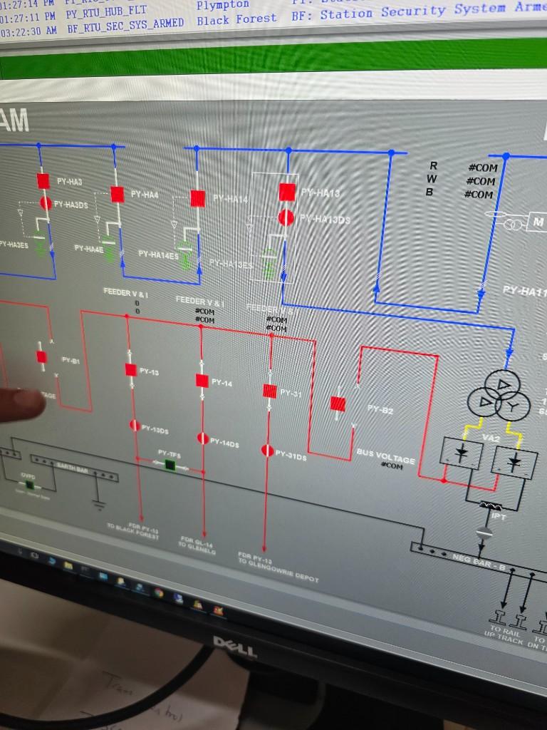 Traction power SCADA display